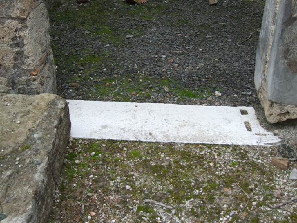 VI.10.7 Pompeii.  March 2009.  Room 3.  Marble door sill.
