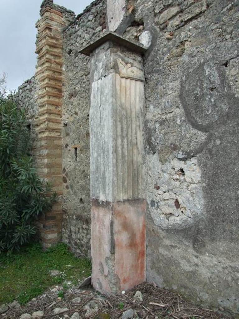 VI.10.11 Pompeii. March 2009. Room 17, pillar on east wall of garden.