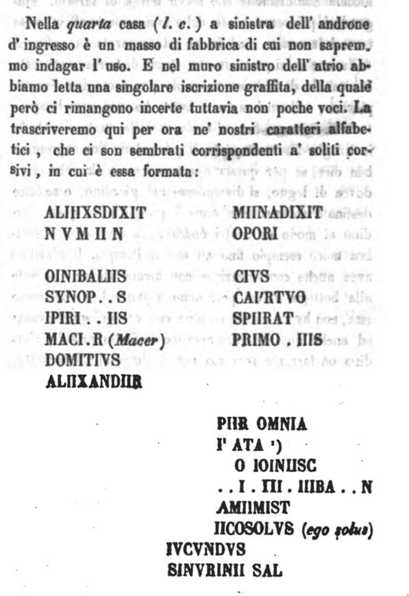 See Bullettino Archeologico Napoletano, Anno Primo, 1843, Napoli: Tipografia Tramater, No. X, 1 Giugno 1843, p. 73.