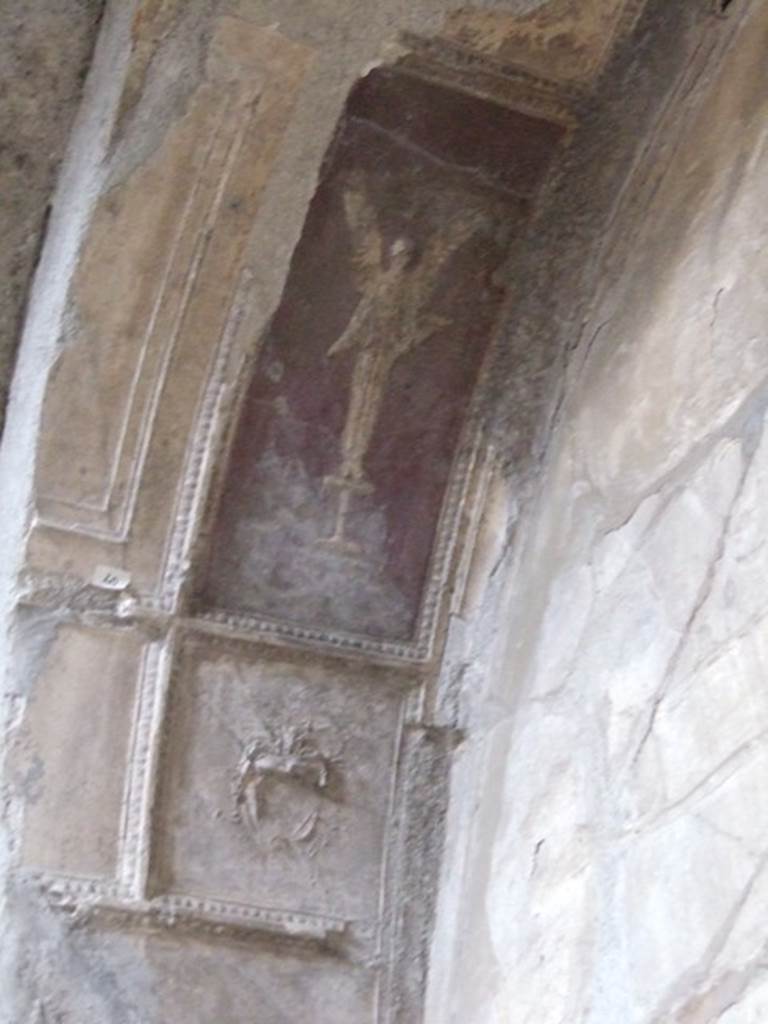 VI.11.9 Pompeii. December 2006. Room 21, detail of plaster on north end of east wall of arched ceiling in tepidarium.
