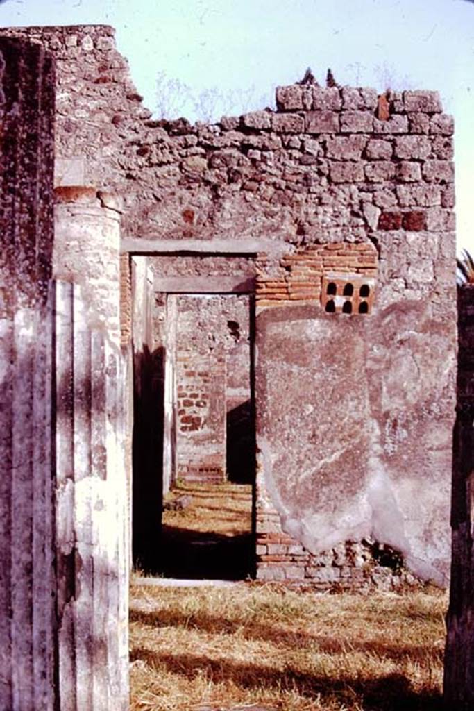 VI.11.10 Pompeii. 1974.
Looking south from peristyle, towards corridor (room 34), with plaque of terracotta closing the window.
Photo by Stanley A. Jashemski.
Source: The Wilhelmina and Stanley A. Jashemski archive in the University of Maryland Library, Special Collections (See collection page) and made available under the Creative Commons Attribution-Non Commercial License v.4. See Licence and use details.
J74f0144