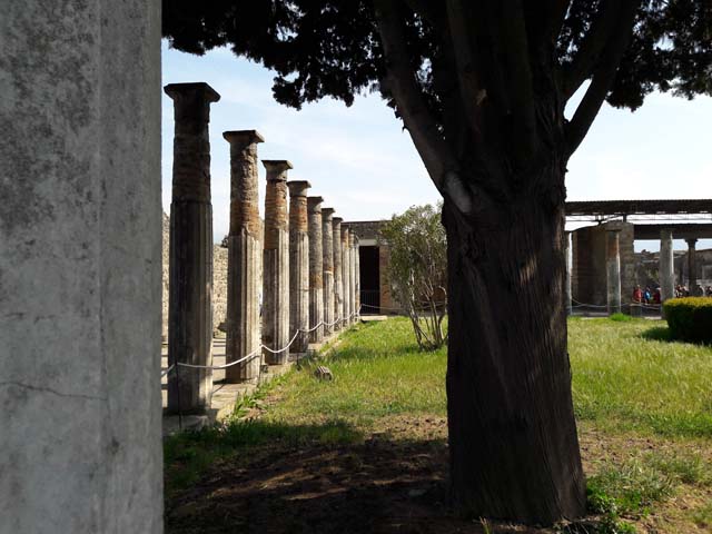 VI.12.2 Pompeii. May 2015. Looking south along the east portico, from the north-east corner of rear peristyle. Photo courtesy of Buzz Ferebee.
