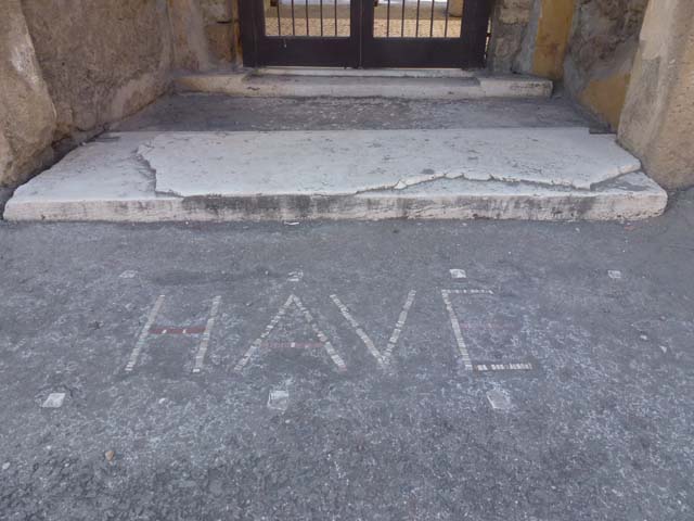 VI.12.2 Pompeii.  December 2007.  Entrance with HAVE (Welcome) written in the pavement.
