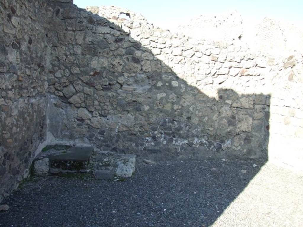 VI.14.14 Pompeii. December 2007. North wall of shop.