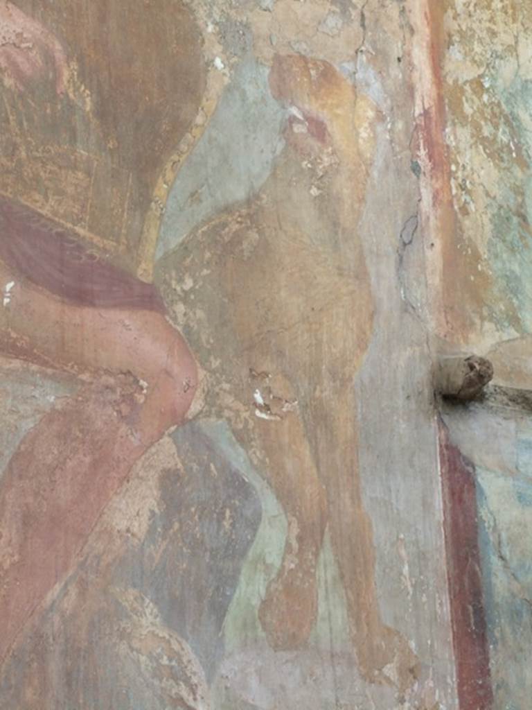 VI.14.20  Pompeii.  March 2009. Room 18.  Garden area.  West wall.   Leopard.