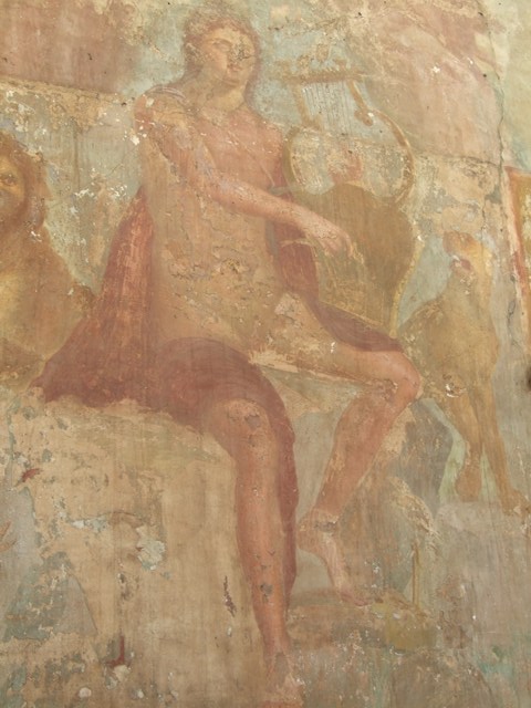 VI.14.20 Pompeii. March 2009. Room 18, Orpheus playing the lyre from west wall of garden area.