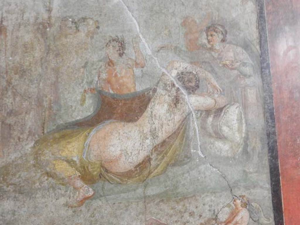 VI.15.1 Pompeii. May 2017. Ariadne sleeping, detail of central painting from south wall. Photo courtesy of Buzz Ferebee.
