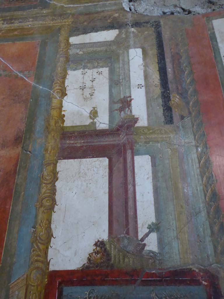 VI.15.1 Pompeii. January 2017. Painted panel on west side of central painting on south wall.
Foto Annette Haug, ERC Grant 681269 DÉCOR.
