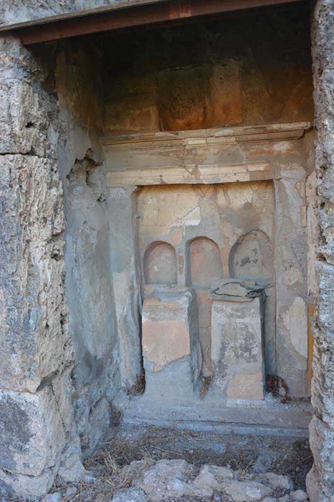 VI.15.5 Pompeii. March 2009. Room 1, niche on south side of sacellum.   
