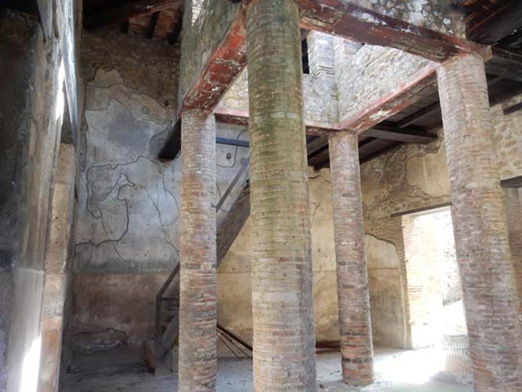 VI.15.9 Pompeii, May 2015. Looking towards south wall with staircase to upper floor reconstruction.
Photo courtesy of Buzz Ferebee.