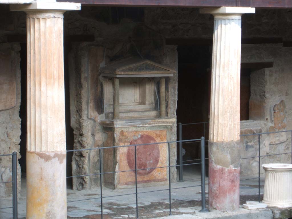 VI.16.7 Pompeii. December 2004. Room F, north portico, lararium.