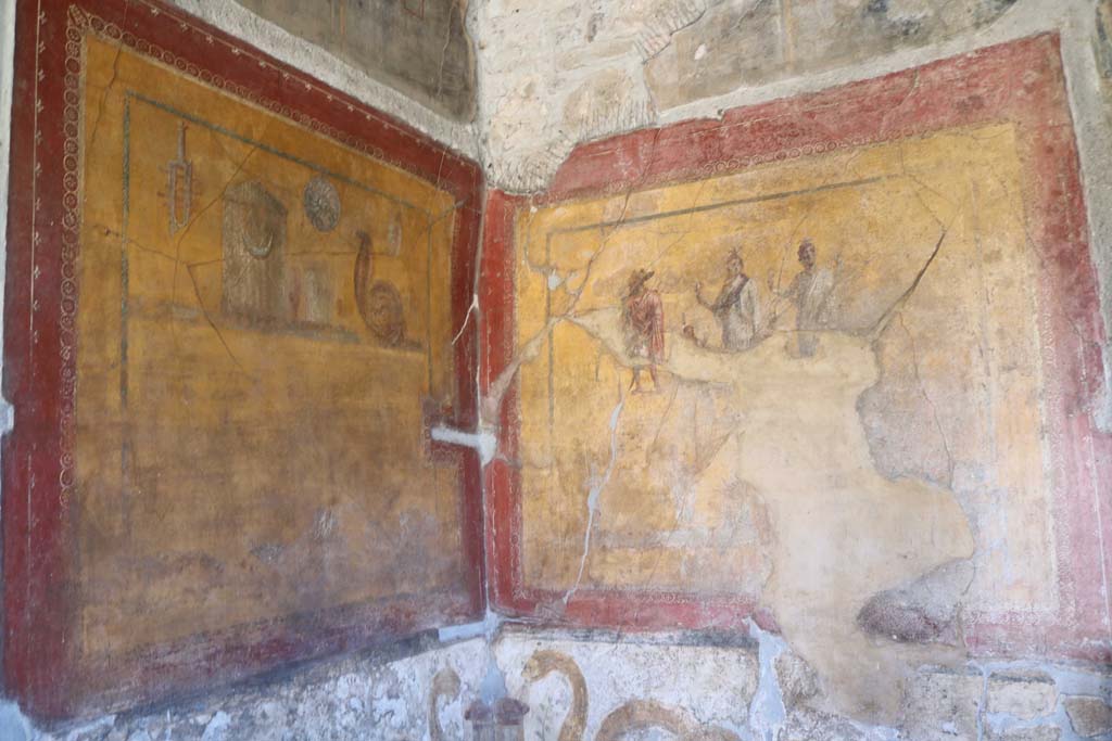 VI.16.7 Pompeii. December 2018. Room F, lararium in south-east corner of peristyle. Photo courtesy of Aude Durand.