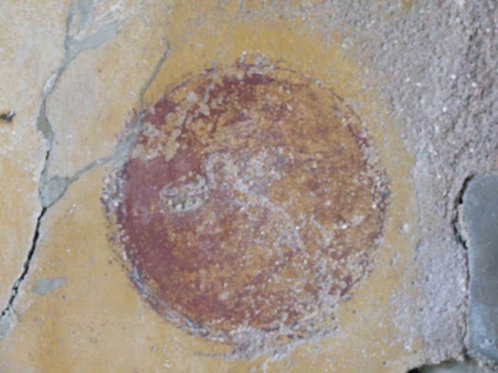 VI.16.27 Pompeii. March 2009. Room G, painted medallion in centre of west wall of triclinium.
According to PPP, this was a painting of a swan. Not. Scavi, 1908, 187. See Bragantini, de Vos, Badoni, 1983. Pitture e Pavimenti di Pompei, Parte 2. Rome: ICCD. (p.365)