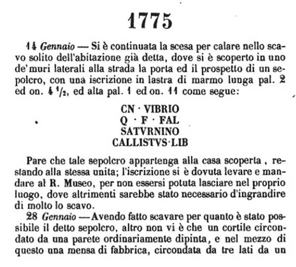 Copy of Pompeianarum Antiquitatum Historia 1, I, Page 280, January 1775.