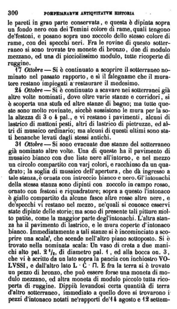 Copy of Pompeianarum Antiquitatum Historia 1, I, Page 300, October 1778.