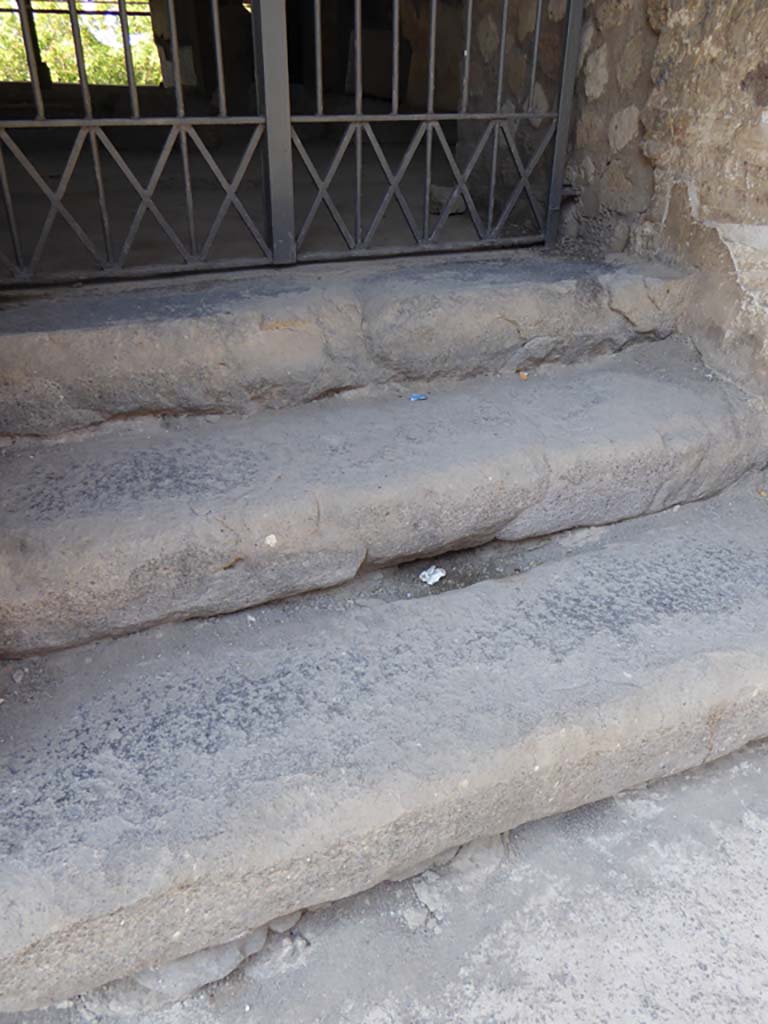 VI.17.41 Pompeii. September 2017. Detail of entrance steps.
Foto Annette Haug, ERC Grant 681269 DÉCOR.


