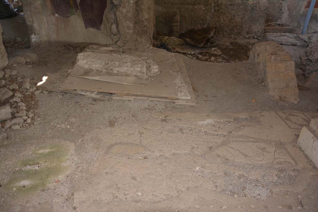 VI.17.41 Pompeii. September 2019. 
Looking north across flooring in north ala, the long decorated doorway threshold with the atrium has completely lost its central part.
Foto Annette Haug, ERC Grant 681269 DÉCOR.
