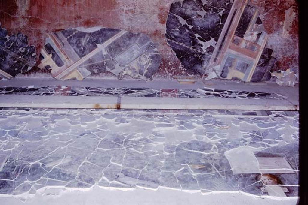 VI.17.42 Pompeii. 1980. Oecus 32, part of garden fresco from north wall, during its reconstruction. Photo by Stanley A. Jashemski.
Source: The Wilhelmina and Stanley A. Jashemski archive in the University of Maryland Library, Special Collections (See collection page) and made available under the Creative Commons Attribution-Non Commercial License v.4. See Licence and use details. J80f0202