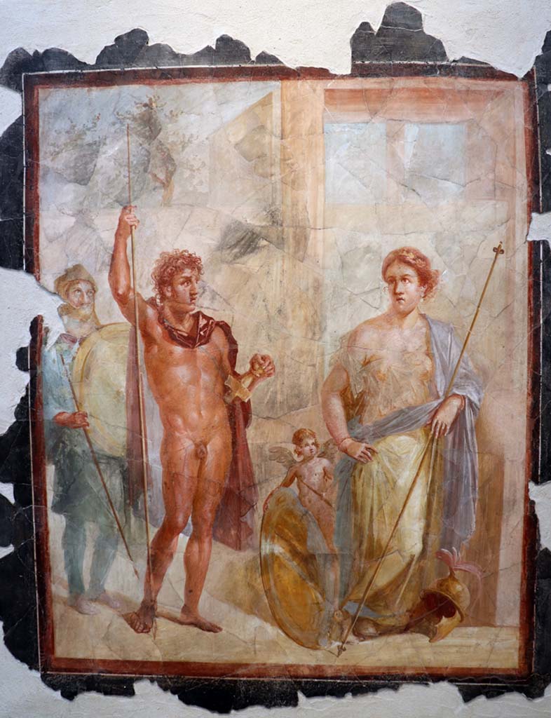 VI.17.42 Pompeii, February 2021.
Triclinium 20, central wall painting from south wall depicting the wedding of Alexander the Great and Roxanne.
On display in Antiquarium. Photo courtesy of Fabien Bièvre-Perrin (CC BY-NC-SA).