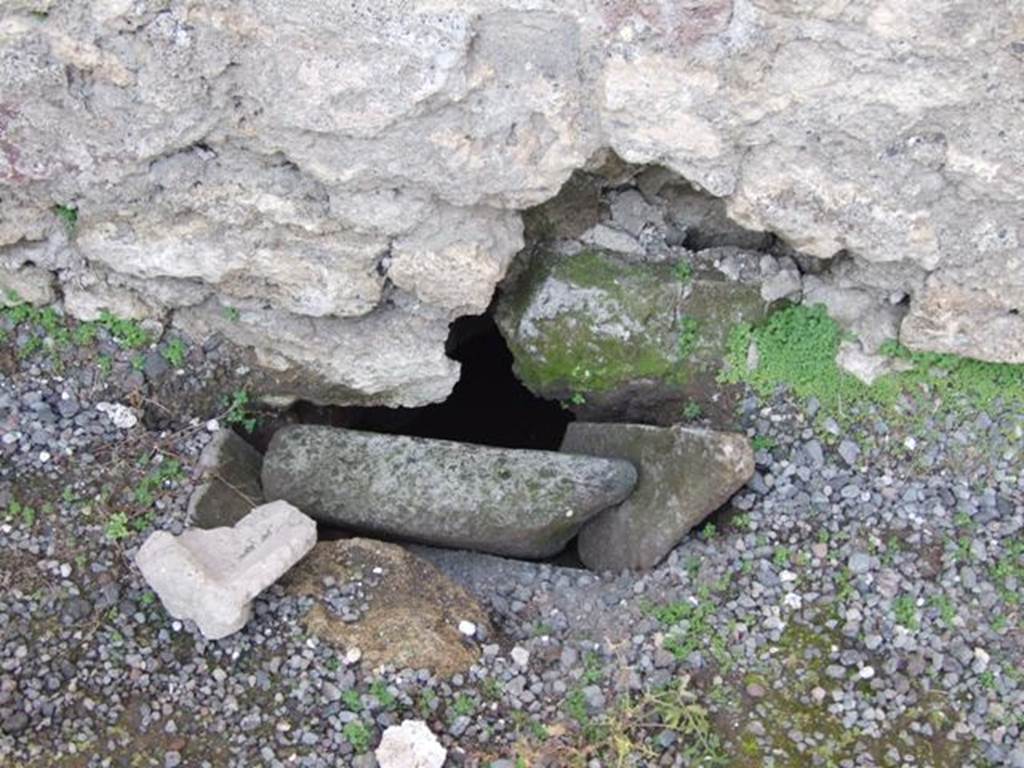 VII.1.7 Pompeii.  Shop.  December 2007.  Base of north wall.