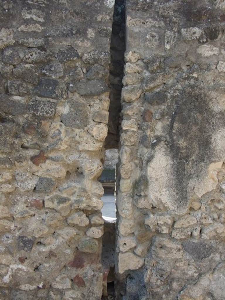 VII.1.9 Pompeii. December 2007. Site of downpipe in west wall.