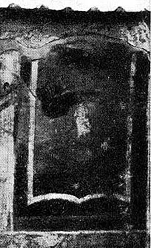 VII.1.25 Pompeii.
Enlarged detail of painted figure seen in old photograph on west wall of atrium 24.