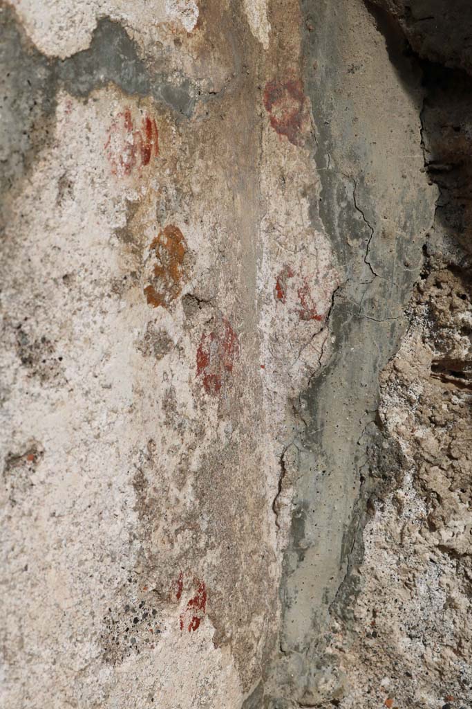 VII.1.42, Pompeii. December 2018. 
Remaining painted plaster on north side of niche. Photo courtesy of Aude Durand.
