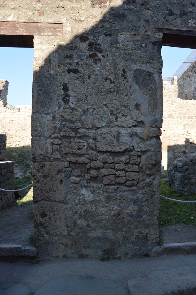 VII.1.44/45 Pompeii. October 2017. Pilaster between entrance doorways.
Foto Taylor Lauritsen, ERC Grant 681269 DCOR.

