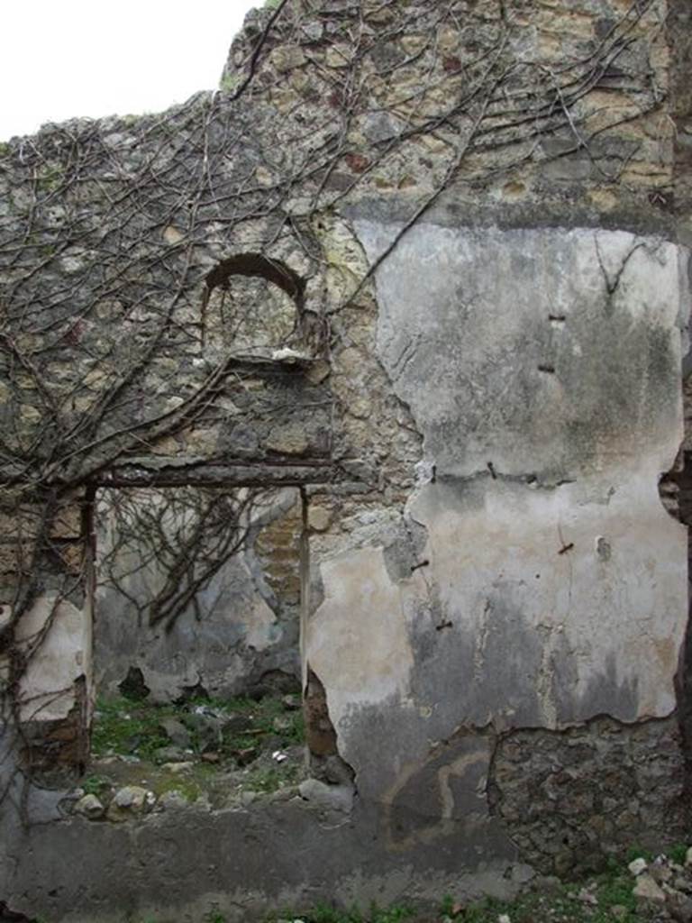 VII.2.14 Pompeii.  March 2009. Garden room.  South wall with niche and window.
