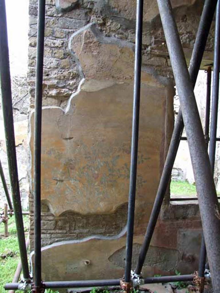 VII.2.25 Pompeii. March 2009. Viridarium. North wall with window and painting of pomegranate plant and birds.