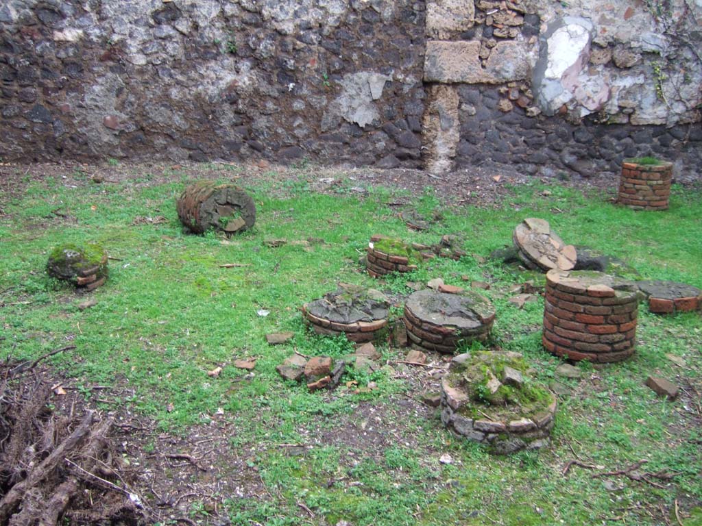 VII.2.51 Pompeii. December 2005. Viridarium with remains of columns.