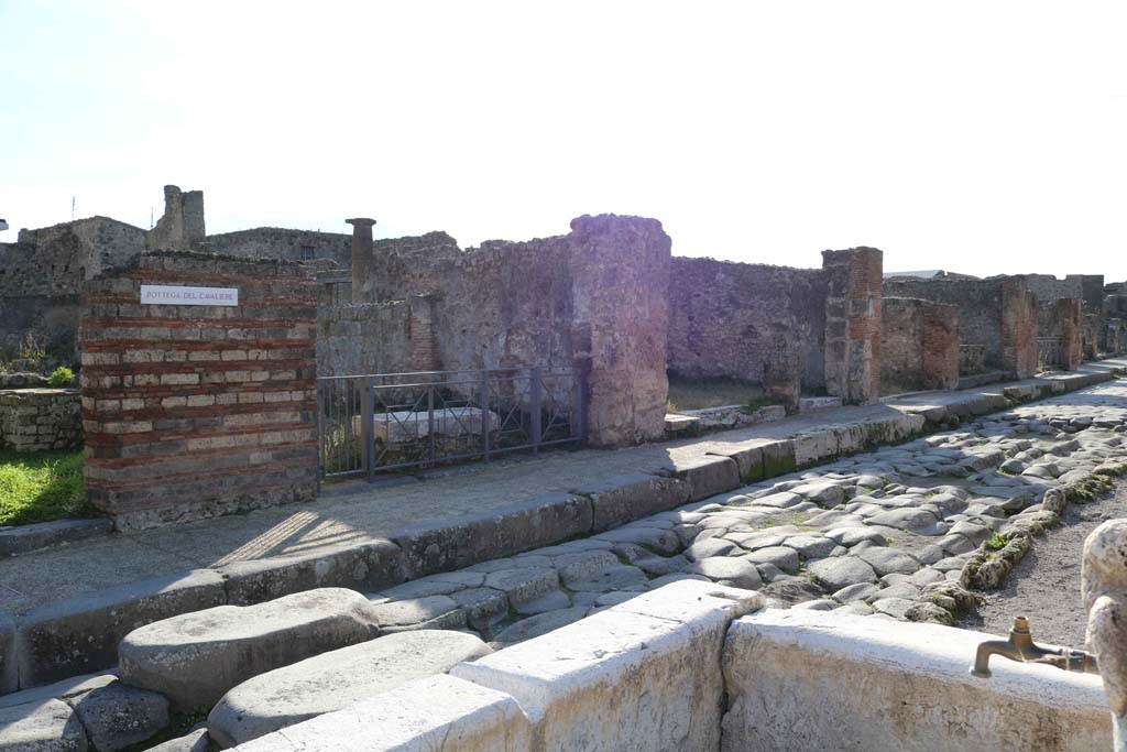 VII.3.13, Pompeii, centre left. December 2018.
Looking south across Via della Fortuna towards entrance doorway. Photo courtesy of Aude Durand.