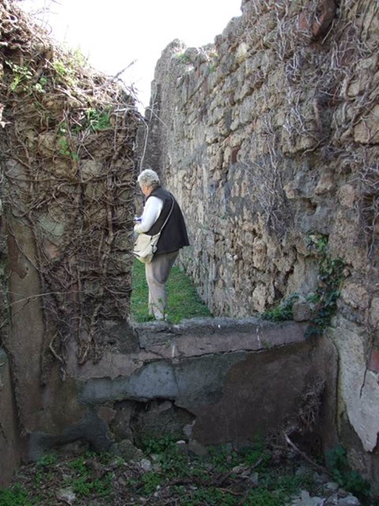 VII.4.56 Pompeii.  March 2009. Room 3. South wall with site of staircase from atrium, on west end.