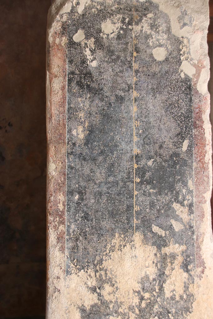 VII.5.8 Pompeii. October 2024.
Room 46, detail from pilaster on left side of corridor 45. Photo courtesy of Klaus Heese.