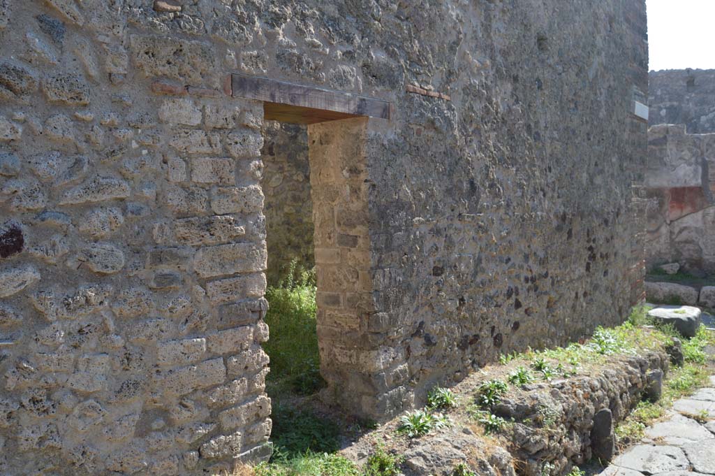 VII.6.36 Pompeii. October 2017. Looking south along east wall in Vicolo del Farmacista, from rear side entrance doorway.
Foto Taylor Lauritsen, ERC Grant 681269 DCOR.
