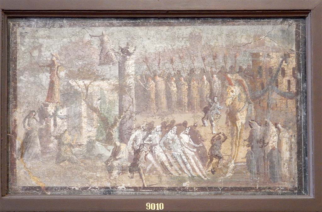 VII.6.38 Pompeii. Painting of “The Siege of Troy”.
Now in Naples Archaeological Museum, inventory number 9010.