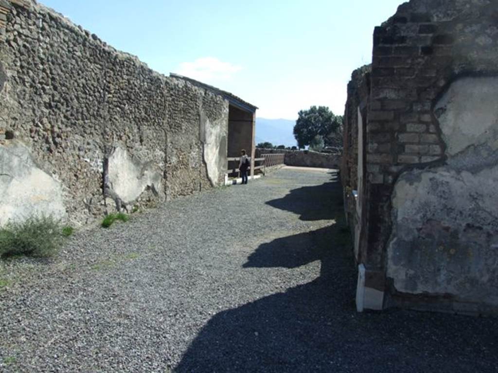 VII.9.1 Pompeii. March 2009. Looking south along east corridor 12 behind light court 11.