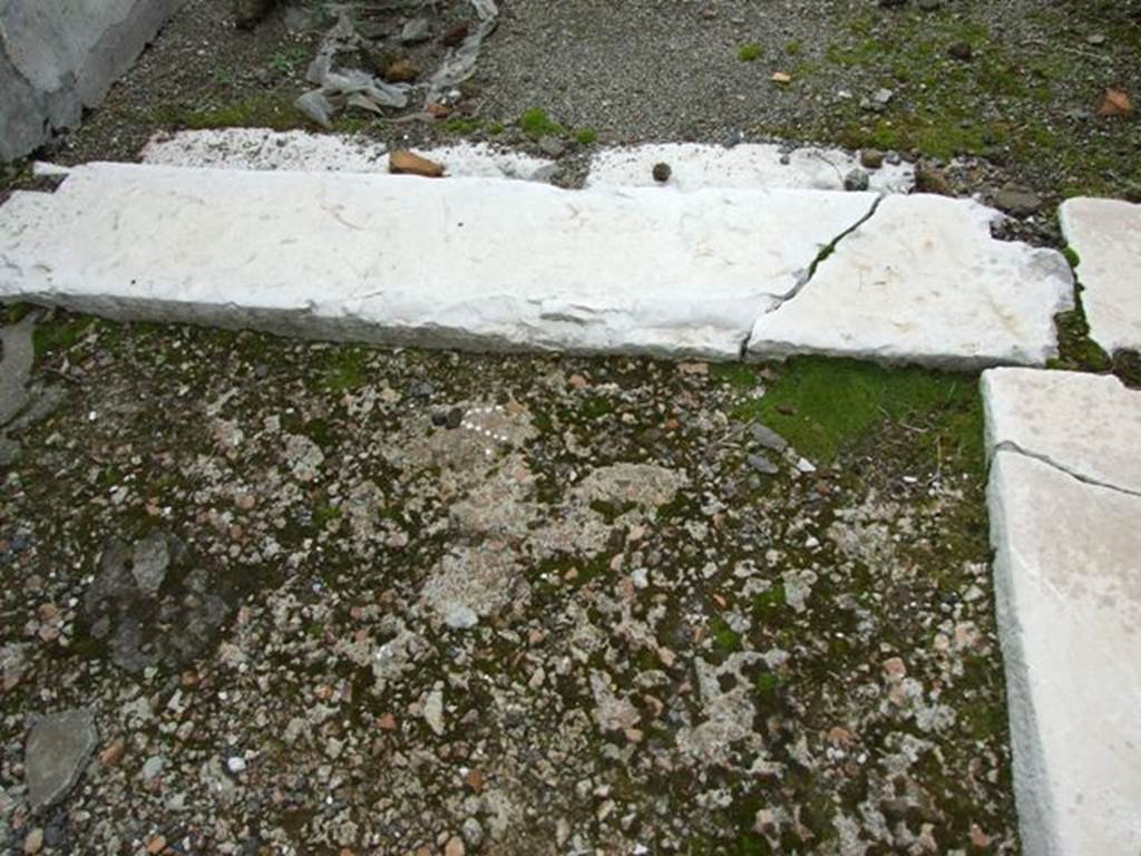 VII.9.47 Pompeii. March 2009. White marble step into entrance vestibule.