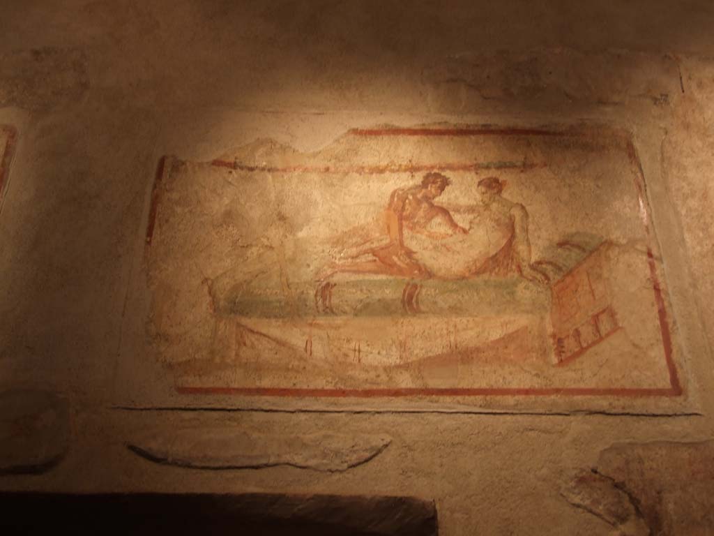 VII.12.18 Pompeii. December 2006. Erotic wall painting on frieze.