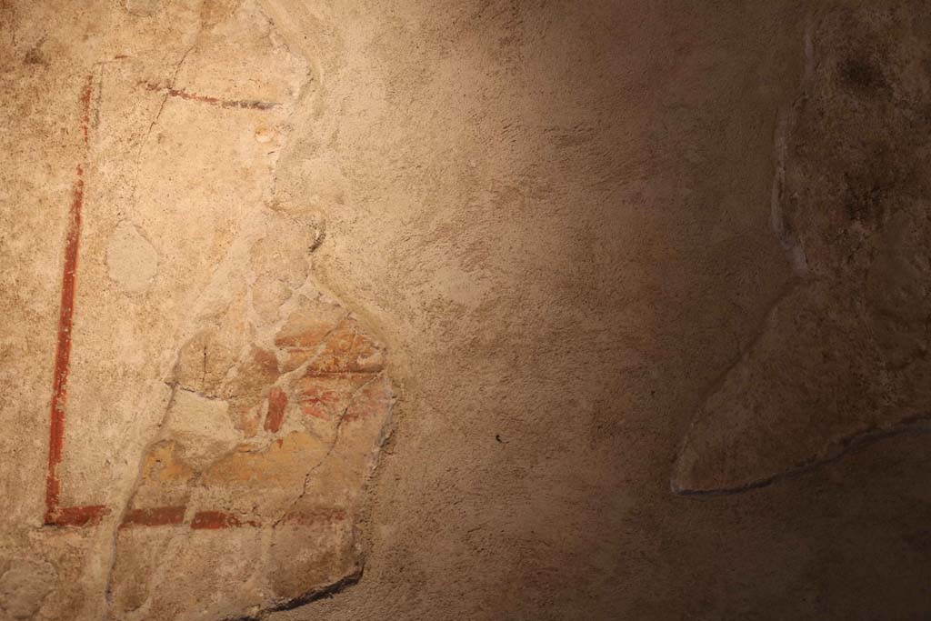 VII.12.18 Pompeii. December 2018. Remains of erotic wall painting on frieze. Photo courtesy of Aude Durand.