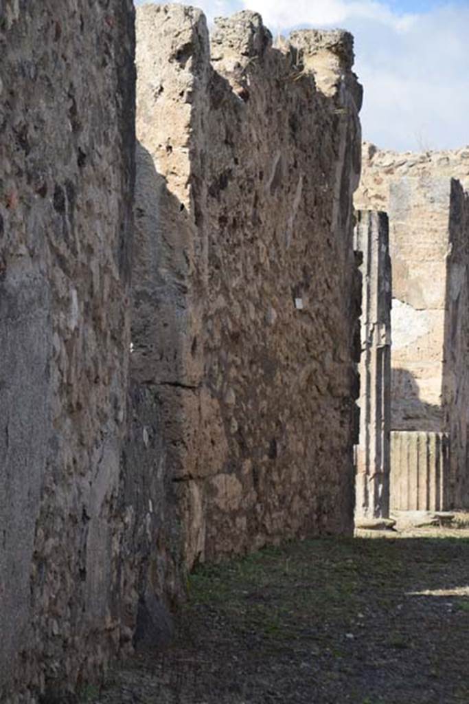 VII.13.8 Pompeii. November 2016. Looking north along west side of long entrance corridor towards atrium. Photo courtesy of Marie Schulze.