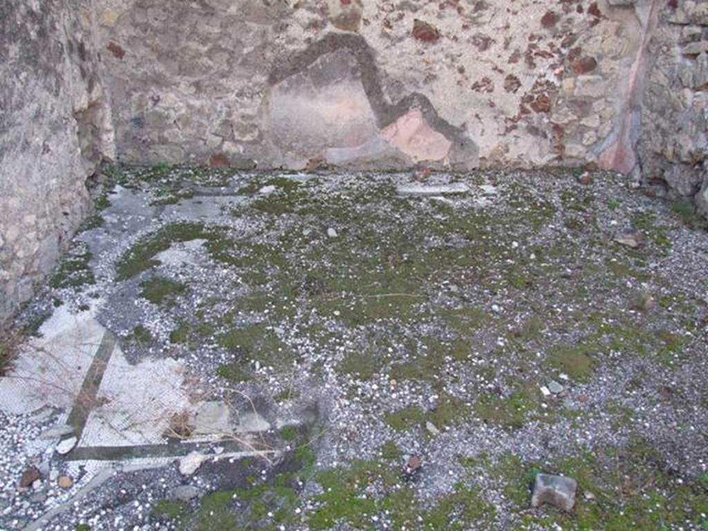 VII.15.2 Pompeii.  December 2007.  Solid white floor mosaic with black border in Ala on West side of Atrium.