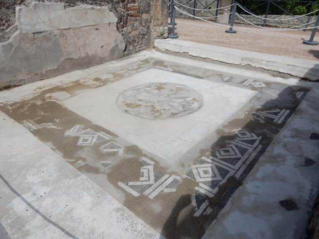 VII.15.2 Pompeii. May 2018. Looking north-west across decorative flooring in tablinum. Photo courtesy of Buzz Ferebee. 