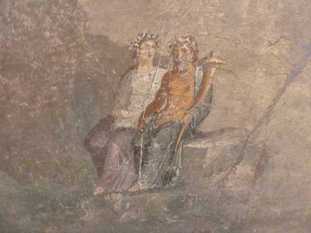 VII.15.2 Pompeii. Drawing by Nicola La Volpe, of two divinities, detail from Slaughter of the Niobids from north wall of apodyterium/exedra.  
Now in Naples Archaeological Museum. Inventory number ADS 706.
Photo © ICCD. http://www.catalogo.beniculturali.it
Utilizzabili alle condizioni della licenza Attribuzione - Non commerciale - Condividi allo stesso modo 2.5 Italia (CC BY-NC-SA 2.5 IT)
According to Sogliano, this painting was not preserved, but now appears to be in Naples Museum, inventory number 111479. 
See Sogliano, A., 1879. Le pitture murali campane scoverte negli anni 1867-79. Napoli: Giannini, p.85, no.505.
