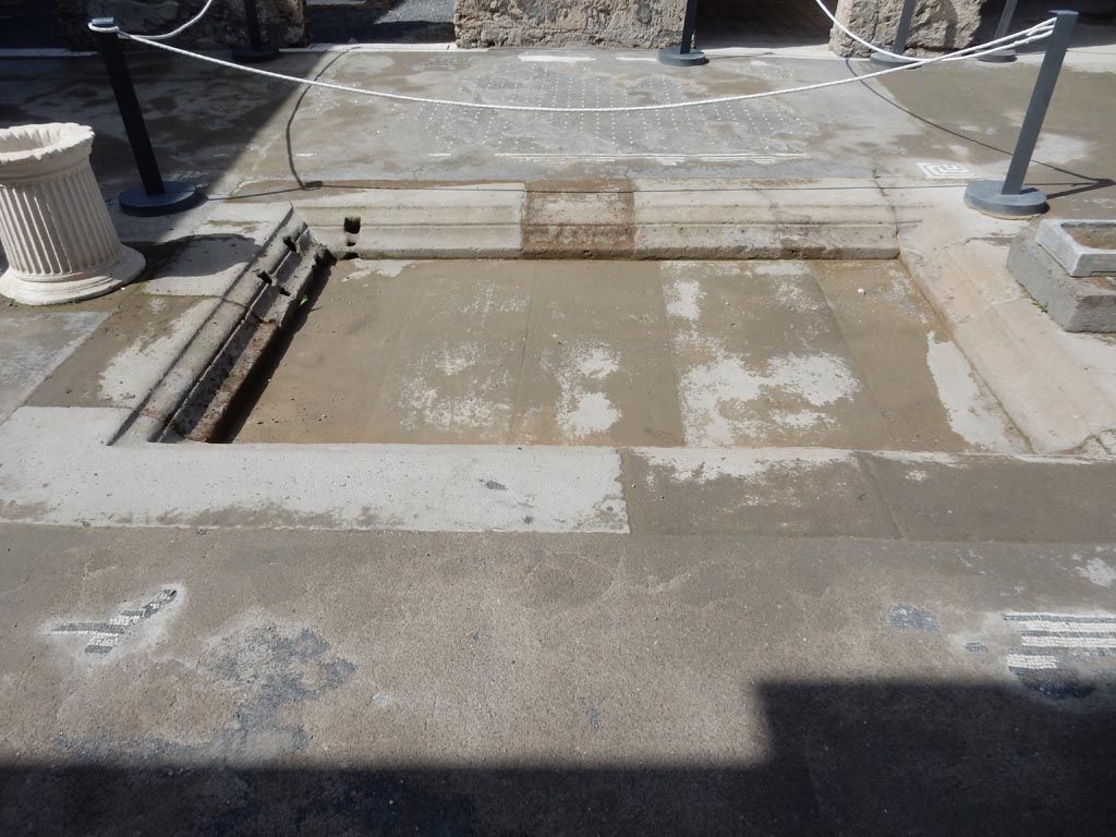 VII.15.2 Pompeii. May 2018. Looking west across impluvium in atrium. Photo courtesy of Buzz Ferebee. 