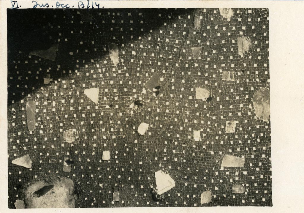 VII.16.13 Pompeii, although shown as VI. Ins.Occ, on photo. Detail of atrium flooring.
Pre-1937-39. Photo courtesy of American Academy in Rome, Photographic Archive. Warsher collection no. 331.