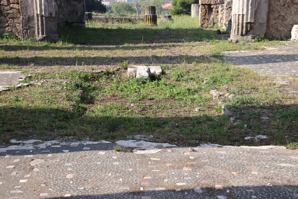 VII.16.13 Pompeii. October 2023. Site of impluvium in atrium 2, looking west. Photo courtesy of Klaus Heese.