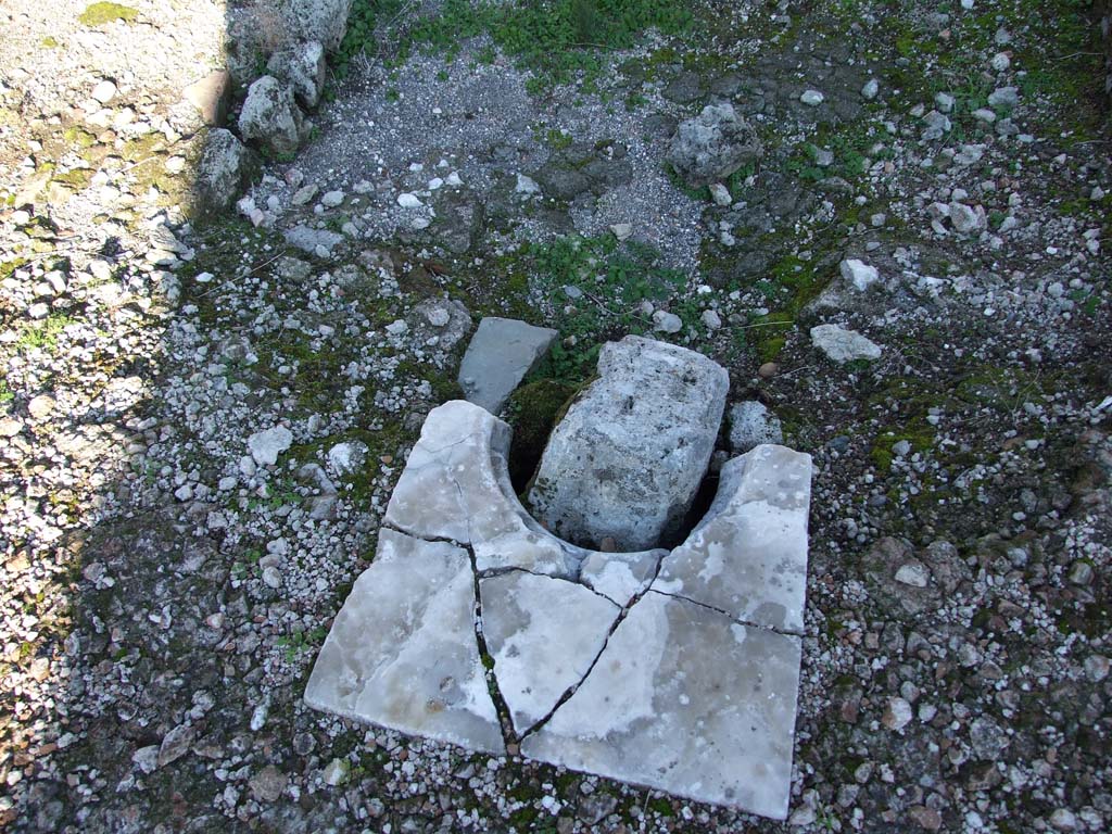 VII.16.13 Pompeii. December 2007. Room 2, marble cistern lid on impluvium.