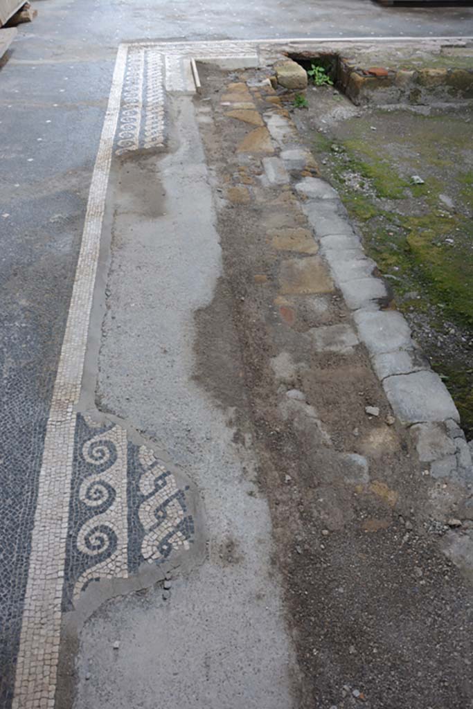 VII.16.22 Pompeii. October 2018. Looking east along mosaic on north side of impluvium.
Foto Annette Haug, ERC Grant 681269 DÉCOR.