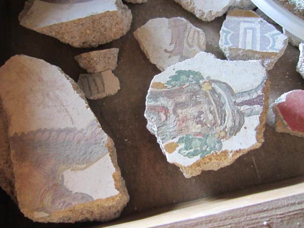 VII.16.17-22 Pompeii. May 2012. Detail of remains of painted wall plaster. Photo courtesy of Marina Fuxa.